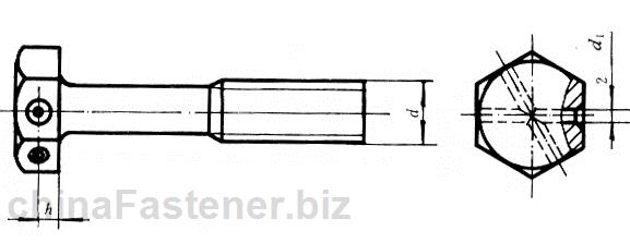 六角头头部带孔螺栓细杆B级|GB32.2-88[标准 技术参数]