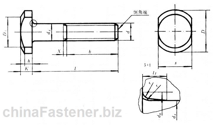 T形槽用螺栓|GB37-88[标准 技术参数]