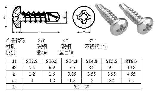 无锡螺丝厂提供-A4-DIN7504N十字盘头钻尾钉