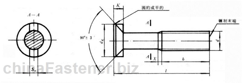 沉头双榫螺栓|GB 800-88