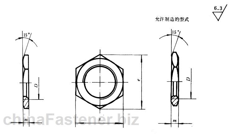 小六角特扁细牙螺母|GB 808-88