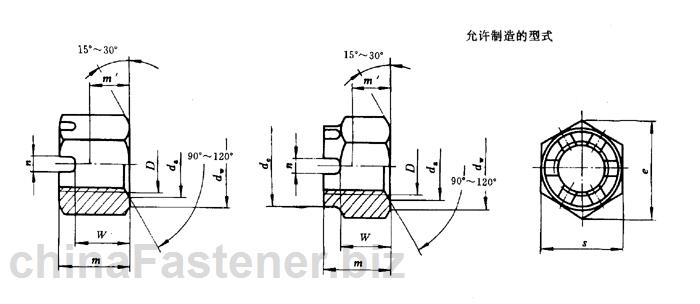 1型六角开槽螺母-A和B级|GB 6178-86