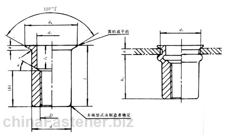 120°小沉头铆螺母|GB /T 17880.4-1999