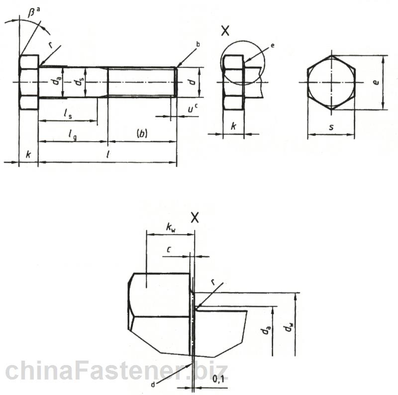 六角头螺栓—产品等级C级 （ISO 4016:1999） | DIN EN ISO 4016