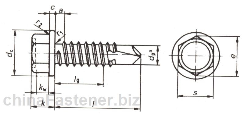 六角凸缘头自钻自攻螺钉（ISO 15480:1999） | DIN EN ISO 15480
