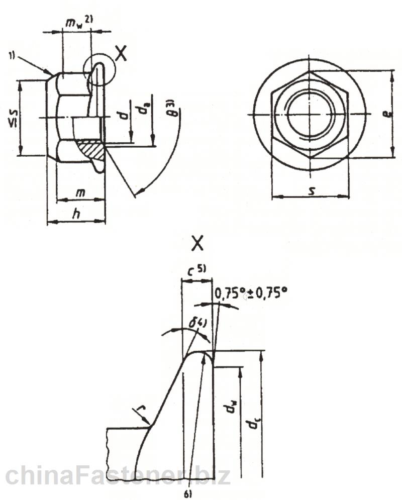 全金属六角法兰面锁紧螺母（ISO 7044:1997，修订版） | DIN EN 1664