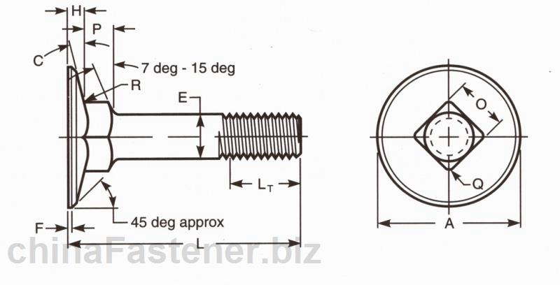 大沉头方颈螺栓 | ASME B18.5 1990(R 1998)
