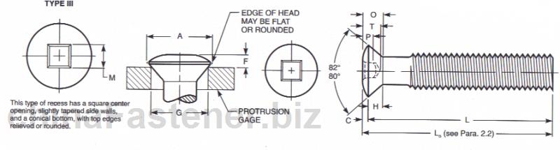 III型方槽半沉头螺钉 | Draft Revision ASME B18.6.3 2002