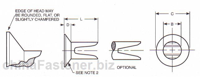 扁圆头和沉头开口铆钉|ASMEB18.71972(R2001)[标准 技术参数]