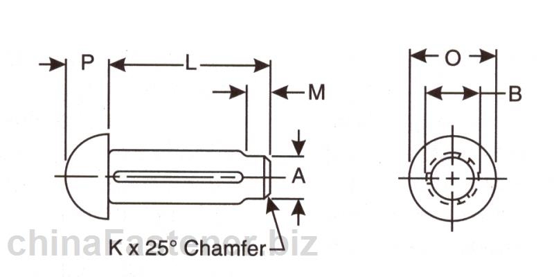 半圆头击打用槽销|ASMEB18.8.22000[标准 技术参数]