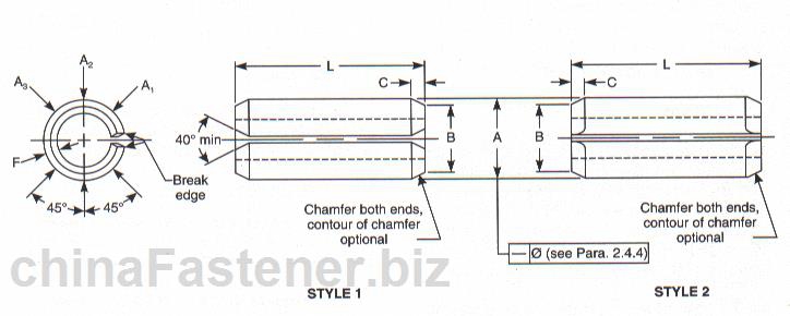 开槽式弹性圆柱销|ASMEB18.8.22000[标准 技术参数]