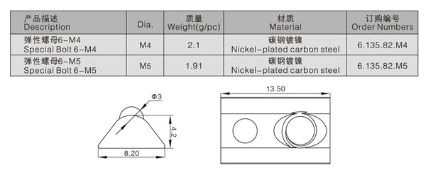 欧标系列铝型材用弹性螺母块-镀镍